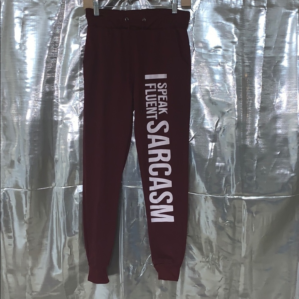 Burgundy Jogger Pants with Tight Ankles